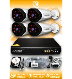 ELITCAM 4 Kameralı Uzay 4 Dış Kamera Set 2 TB HDD Full HD Gece Görüşlü Güvenlik Kamerası Sistemi