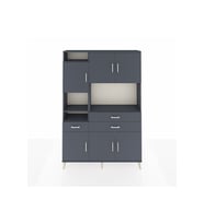 Arges Gardrop 9 Raflı 3 Çekmeceli 6 Kapaklı 132x30x195 Antrasit-Antrasit