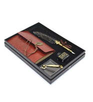 Kişiye Özel Divit Hokka Defter Ve Tüylü Kalem Seti (Siyah)