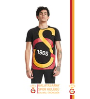 Galatasaray Orijinal Lisanslı Büyük Logolu T-Shirt (Siyah)