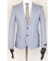 Jan Carlucci Sivri Yaka -İki  Düğme Çift Yırtmaç Slimfit Drop 6 Ceket-Gri (Mavi)