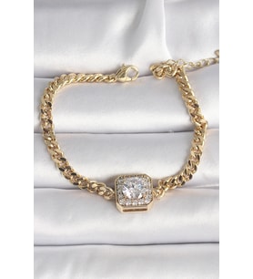 Pirinç Gold Renk Kare Zirkon Taşlı Xuping Exclusive VIP Seri Kadın Bileklik