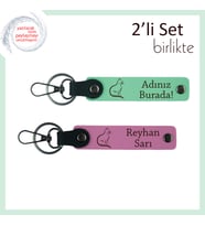 Kedili Ruh Halini Taşıyanlara, Pati Motifli, Kişisel Yazılı Anahtarlık, Açık Yeşil-Pembe