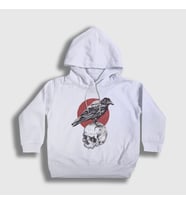 Presmono Unisex Çocuk Beyaz Skull Crow Karga Kapüşonlu Sweatshirt 327048tt