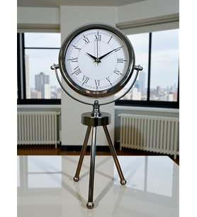 River World Masa Saati 3 Ayaklı Metal Heritage Silver Krom