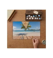 Palm Ağacı - Kumsal - Deniz Kıyısı Tasarımı 240 parça Ahşap Puzzle Ahşap Kutuda MP03586