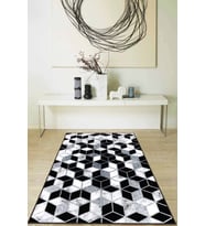Siyah Petek Kaymaz Tabanlı Makinede Yıkanabilir Halı RV150 - 100 x 160 cm