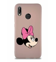 Huawei P20 Lite Soft Premier Kapak Minnie Mouse-A Tasarımlı Silikon Kılıf - Pudra (Şeffaf)
