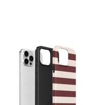 iPhone 15 Pro Max Vorian Çift Katmanlı Kılıf Plum Cream Stripe