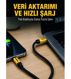 3'ü 1 Arada Usb Şarj Kablosu 240w Hızlı Şarj Ve Veri Aktarım Kablosu