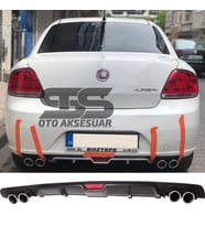 Fiat Linea Difüzör Arka Tampon Eki 4 Egzoz Çıkışlı Siyah