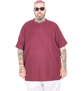 Mode XL Büyük Beden Erkek Hakim Yaka Tişört Waffle U20036 Bordo