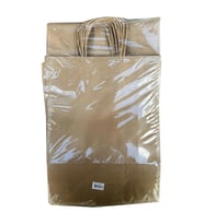 Büküm Saplı Kraft Kağıt Çanta Karton Hediyelik Poşet Torba - Sarı - 18x24 Cm. - 25 Adetlik Paket