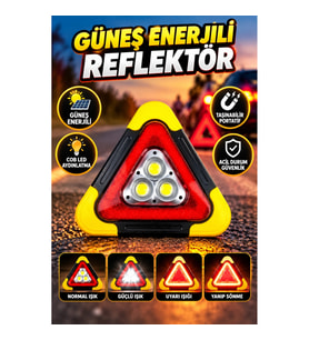 Güneş Enerjili COB LED Reflektör Taşınabilir Portatif Acil Güvenlik ve Uyarı Lambası