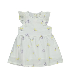 Civil Baby Çiçek Nakışlı 6-18 Ay Elbise - Ekru