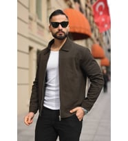 Premium Dokulu Kumaş Mevsimlik Ceket (Haki)