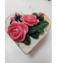Ahşap Kalp Kutu (Beyaz-Pembe)