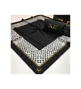 Ekose Desen Black Seri Twill Eşarp Eşarp Askısı ile Birlikte 90x90 cm Siyah-90x9