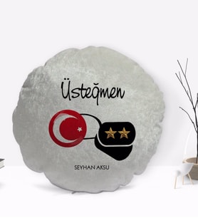 BK Gift Kişiye Özel İsimli Üsteğmen Tasarımlı Dekoratif Kırlent Yastık-1