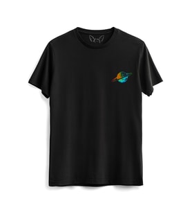 Satürn Dijital Baskılı  Siyah Tshirt