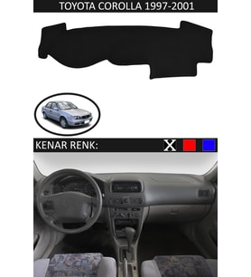 Toyota Coralla 1997-2001 İçin Uygun Torpido Koruma Halısı Siyah Kenar Renk Siyah