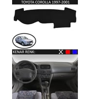 Toyota Coralla 1997-2001 İçin Uygun Torpido Koruma Halısı Siyah Kenar Renk Siyah