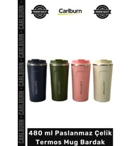 #Mug Sızdırmaz Kilitli Kapaklı Vakumlu Isı Yalıtımlı 480 ml Paslanmaz Çelik Termos Mug Bardak