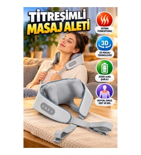 Kablosuz 3D Masaj Aleti – Isıtmalı Boyun, Omuz, Sırt ve Bel Masaj Cihazı 2000 mAh