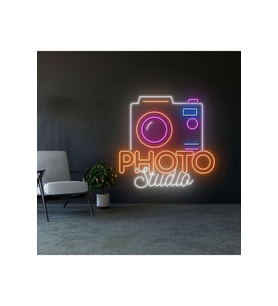 PHOTO Studio Yazılı ve Şekilli Neon Tabela