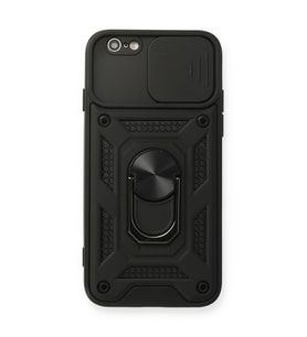 iPhone 6 Kılıf Pars Lens Yüzüklü Silikon - Siyah