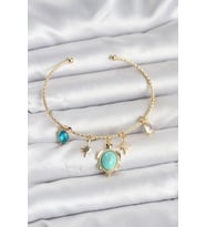 Caretta Caretta Charmlı Gold Renk Kadın Bileklik - TJ-BB8033