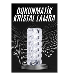 Mey İthalat® Kristal Lamba Masa Lambası Şarjlı Masa Lambası Dokunmatik Sensör Usb Şarjlı