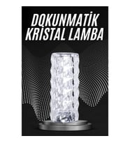 Mey İthalat® Kristal Lamba Masa Lambası Şarjlı Masa Lambası Dokunmatik Sensör Usb Şarjlı
