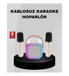 Mey İthalat® Taşınabilir Karaoke Hoparlör Bluetooth 5.0 ve Çift Mikrofonlu