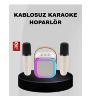 Mey İthalat® Taşınabilir Karaoke Hoparlör Bluetooth 5.0 ve Çift Mikrofonlu