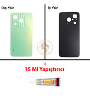 Infinix Hot 40İ Yeşil Uyumlu Arka Kapak + B7000 Yapıştırıcı Arka Cam Batarya Pil Kapağı Lazer Kesim