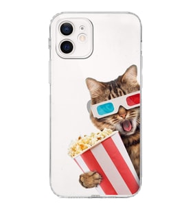PrintiFy iPhone 12 ile Uyumlu Kedi 1 Kamera Korumalı Şeffaf Kılıf