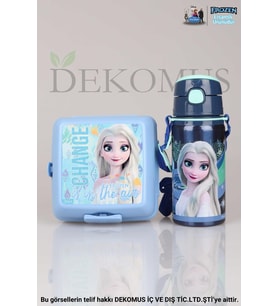 DEKOMUS İLE LİSANSLI FROZEN SALTO HIDDEN TRUTH ÇELİK MATARA 500 ML VE 2 KATLI BESLENME KABI YEMEK SETİ