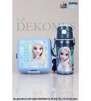 DEKOMUS İLE LİSANSLI FROZEN SALTO HIDDEN TRUTH ÇELİK MATARA 500 ML VE 2 KATLI BESLENME KABI YEMEK SETİ