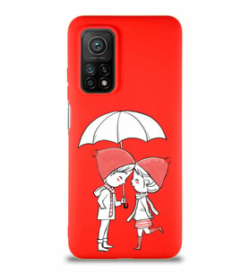 Xiaomi Mi 10T Pro Soft Premier Kapak Aşk Tasarımlı Silikon Kılıf - Kırmızı (Şeffaf)