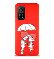 Xiaomi Mi 10T Pro Soft Premier Kapak Aşk Tasarımlı Silikon Kılıf - Kırmızı (Şeffaf)