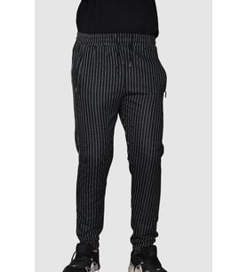 ERKEK JOGGER ÇİZGİLİ LASTİK PAÇA KORDONLU EŞOFMAN (Siyah)