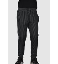 ERKEK JOGGER ÇİZGİLİ LASTİK PAÇA KORDONLU EŞOFMAN (Siyah)