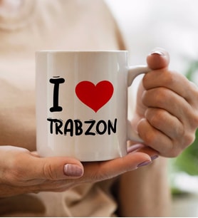 BK Gift I Love Trabzon Tasarımlı Beyaz Kupa Bardak