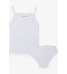 Breeze Kız Çocuk Atlet & Slip Takım Jakarlı 3-11 Yaş, Beyaz