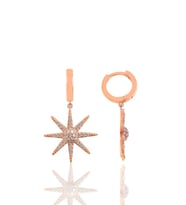 Gümüş rose zirkon taşlı güneş küpe SGTL12100ROSE