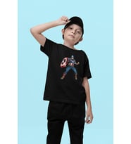 Kaptan Amerika Kahraman Baskılı Unisex Avengers Film Çocuk Tişört (1-12 Yaş)
