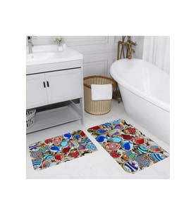 Rovigo Home Dijital Baskılı 2'li Banyo paspas Takımı RVG5027 (Gri)