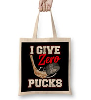 I Give Zero Pucks Ice Hockey Players Sarcastic Pun Bez Çanta Uzun Saplı