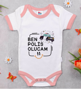 BK Kids Polis Olucam Tasarımlı Pembe Bebek Body Zıbın-1